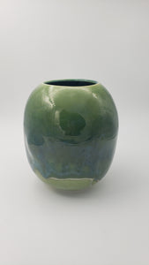 Large round vase in deep grass green