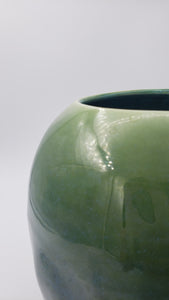 Large round vase in deep grass green